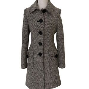 Marvin Richards Small Tweed Coat 60s Mod Statement Button Vintage Style